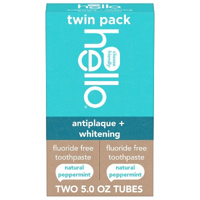 hello Antiplaque and Whitening Fluoride Free Toothpaste Natural Peppermint 5oz/2pk - Missing Box