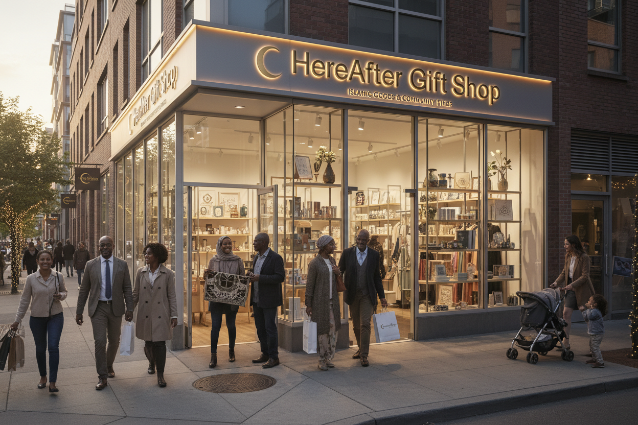 HereAfter Gift Shop in Urban Area with Black shoppers